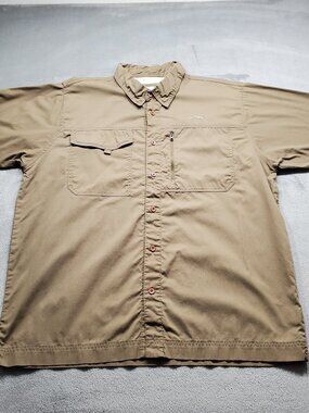 Rustic Ridge Button Up Short Sleeve Vented Outdoorsman Shirt Brown Men Sz 2XL